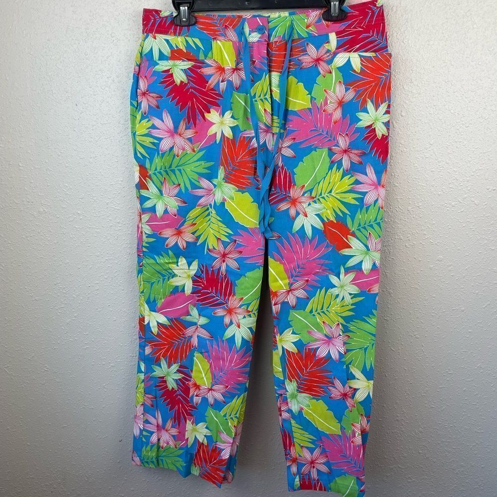 Sag Harbor Sport Floral Cropped Pants Size 16 EUC